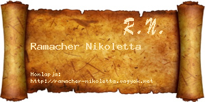 Ramacher Nikoletta névjegykártya